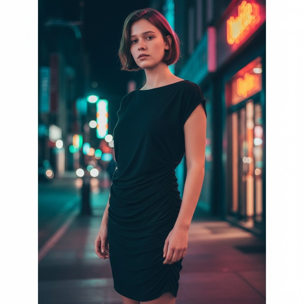 AllSaints Sabie Dress Size2 Black Draped Ruched Cap Sleeve WD031G Mini Quiet Lux